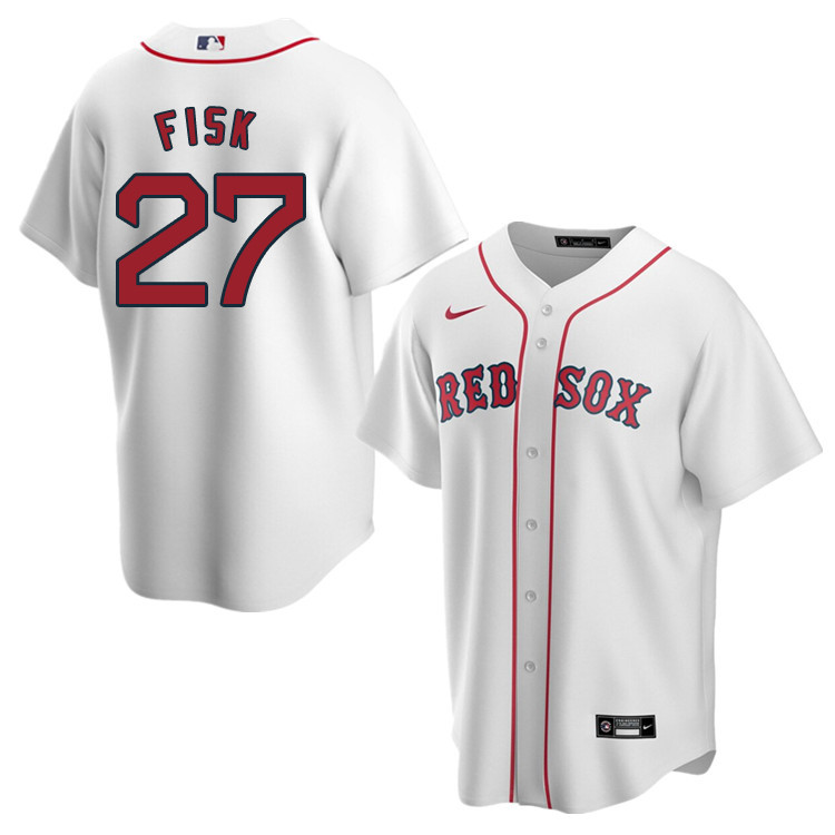 Nike Men #27 Carlton Fisk Boston Red Sox Baseball Jerseys Sale-White - Click Image to Close